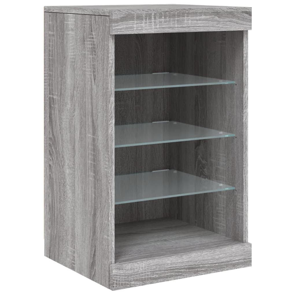 vidaXL Sideboard mit LED-Leuchten Grau Sonoma 162x37x67 cm