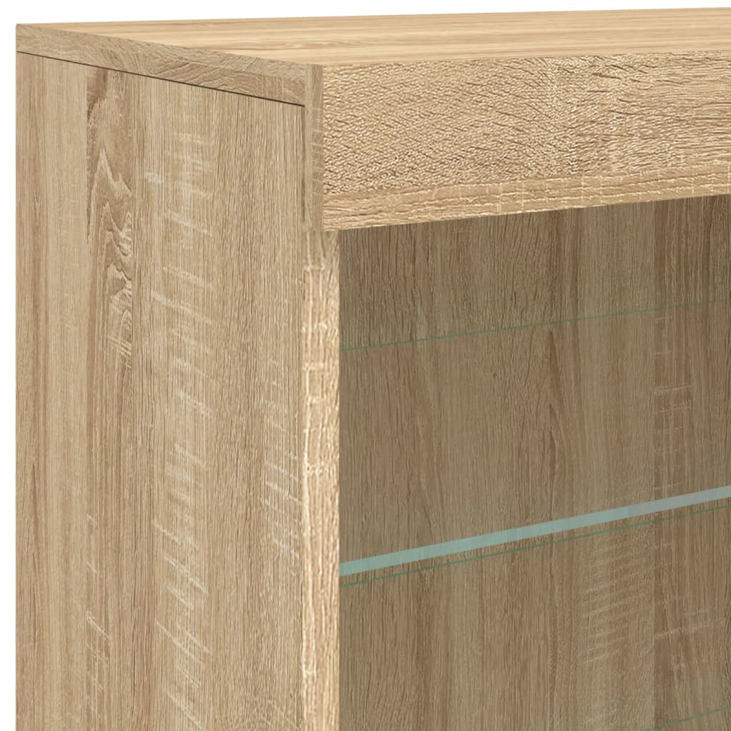 vidaXL Sideboard mit LED-Leuchten Sonoma-Eiche 142,5x37x67 cm