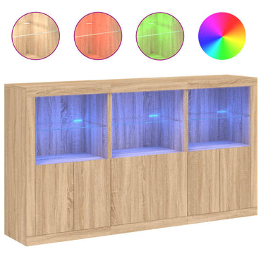vidaXL Sideboard mit LED-Leuchten Sonoma-Eiche 181,5x37x100 cm
