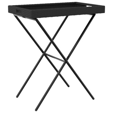 vidaXL Table d'appoint pliable en résine tressée noir 65x40x75 cm