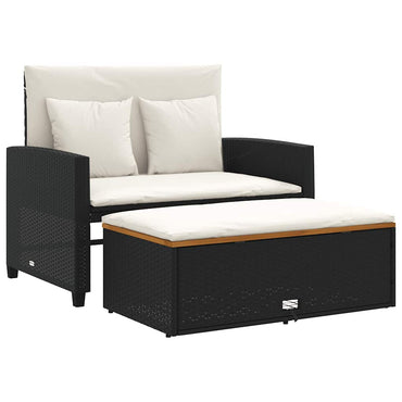 vidaXL Canapé de jardin 2 places avec coussins en résine tressée et bois d'acacia noir