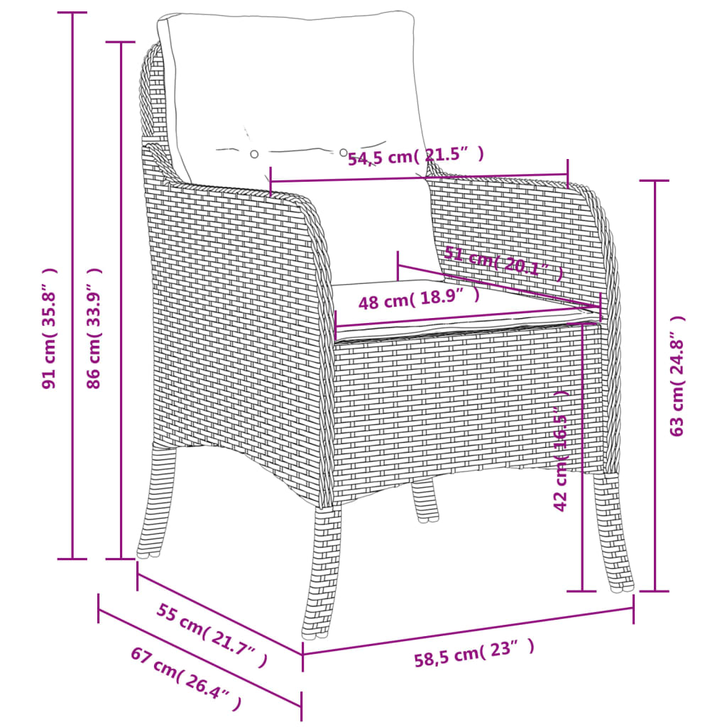 vidaXL Chaises de jardin avec coussins 2 pcs Gris Résine tressée