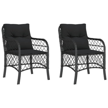 vidaXL Chaises de jardin avec coussins 2 pcs Noir Résine tressée