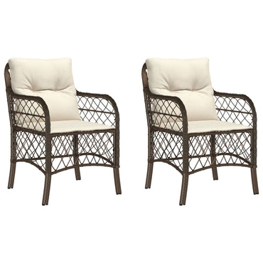 vidaXL Chaises de jardin avec coussins 2 pcs. Marron Résine tressée