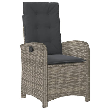 vidaXL Fauteuil de jardin réglable avec coussin gris en résine tressée