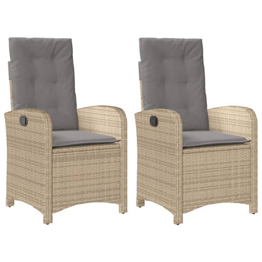 vidaXL Gartensessel Kissen 2Stk. Verstellbar Beigemischung Poly Rattan