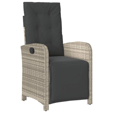 vidaXL Fauteuil de jardin avec repose-pieds réglable Gris clair Résine tressée