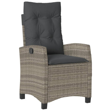 vidaXL Fauteuil de jardin réglable avec coussin gris en résine tressée