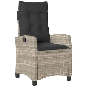 vidaXL Fauteuil de jardin réglable avec coussins en résine tressée gris clair