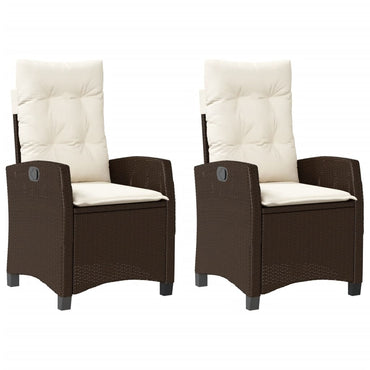 vidaXL Fauteuils de jardin avec coussins 2 pcs Réglables Résine tressée Marron