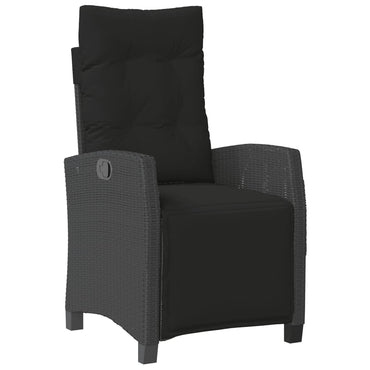 vidaXL Gartensessel mit Fußteil Verstellbar Schwarz Poly Rattan