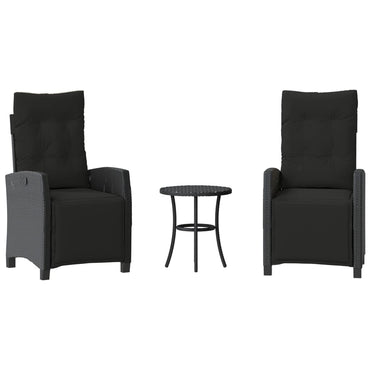 vidaXL 3-tlg. Bistro-Set mit Kissen Schwarz Poly Rattan