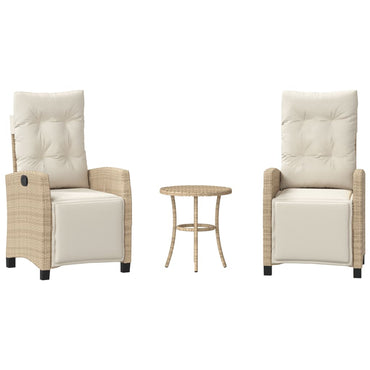vidaXL 3-tlg. Bistro-Set mit Kissen Beige Poly Rattan