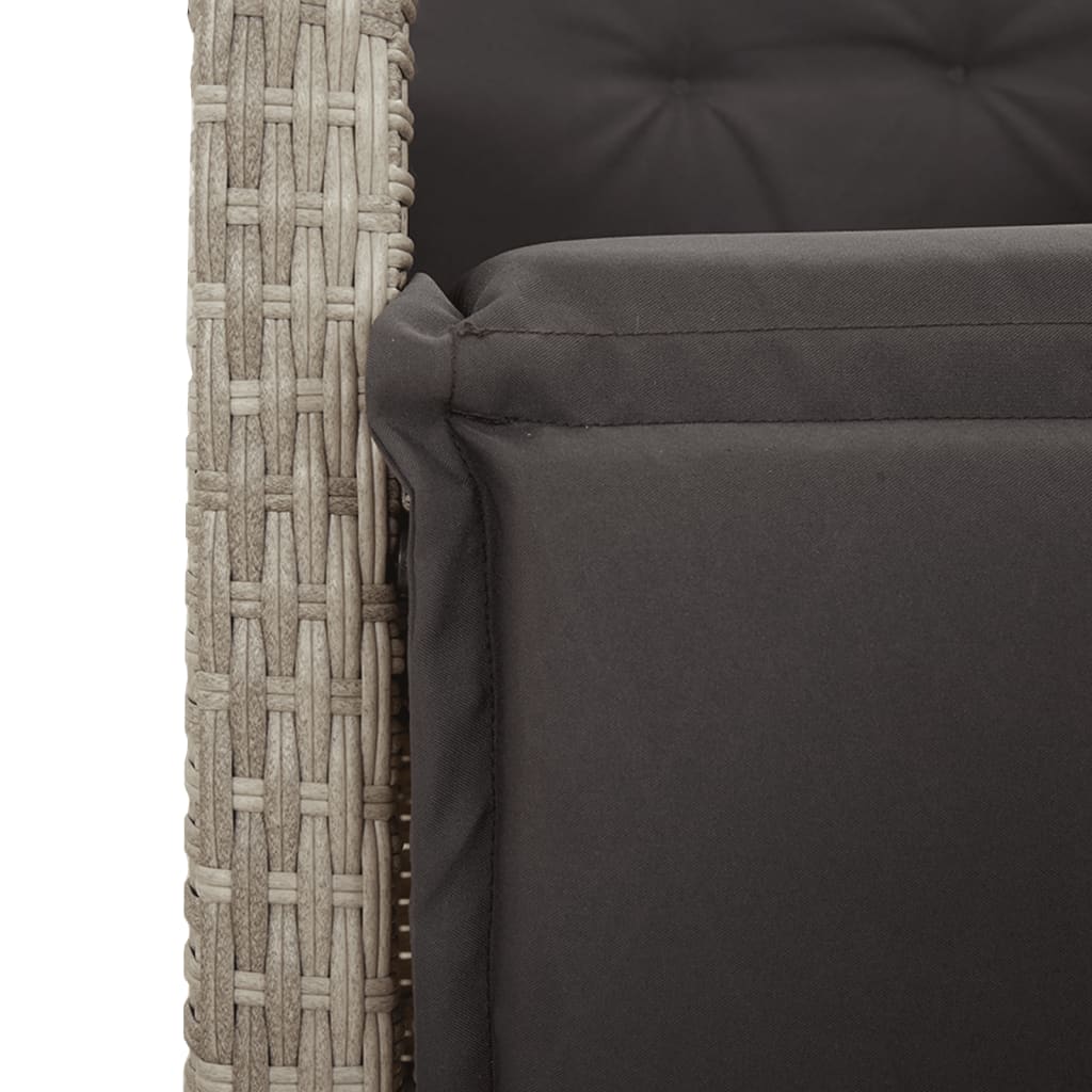 vidaXL 3-tlg. Bistro-Set mit Kissen Hellgrau Poly Rattan