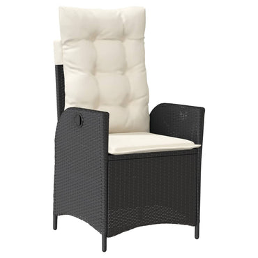 vidaXL Gartensessel Verstellbar mit Kissen Schwarz Poly Rattan