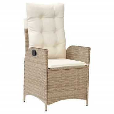 vidaXL Gartensessel mit Kissen Verstellbar Beige Poly Rattan