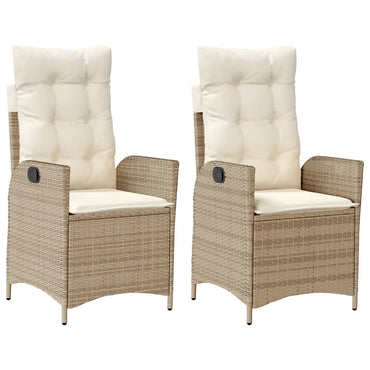 vidaXL Fauteuils de jardin avec coussins 2 pcs Réglables Résine tressée Beige