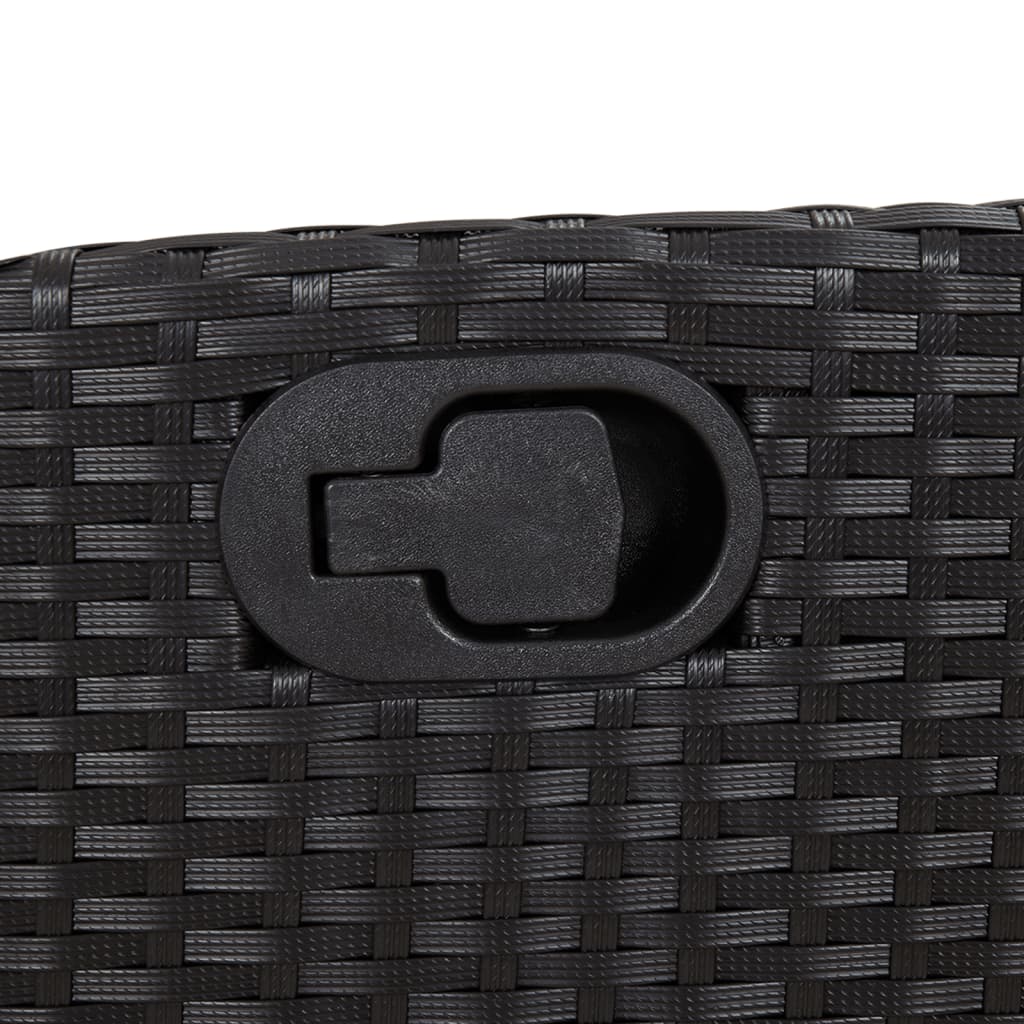 3-tlg. Bistro-Set mit Kissen Schwarz Poly Rattan