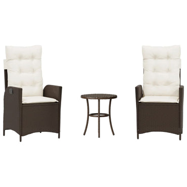 vidaXL 3-tlg. Bistro-Set mit Kissen Braun Poly Rattan