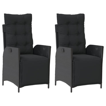vidaXL Fauteuils de jardin avec repose-pieds 2 pcs Résine tressée Noir Réglable