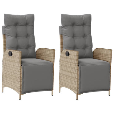 vidaXL Fauteuils de jardin avec repose-pieds 2 pcs. Résine tressée réglable