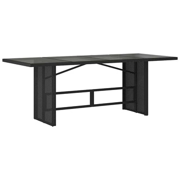 vidaXL Table de jardin avec plateau en verre Noir 190x80x74 cm Résine tressée