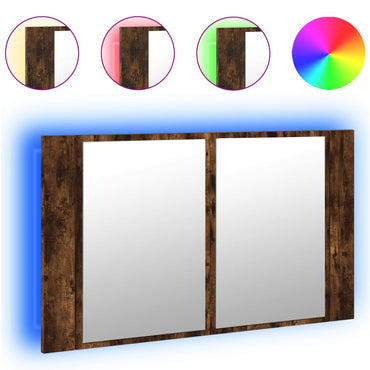 vidaXL LED-Spiegelschrank Räuchereiche 80x12x45 cm Acryl