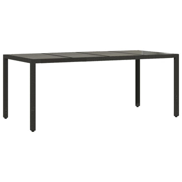 vidaXL Table de jardin avec plateau en verre Noir 190x90x75 cm Résine tressée