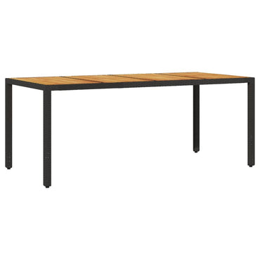 vidaXL Table de jardin avec plateau en bois d'acacia Résine tressée Noir