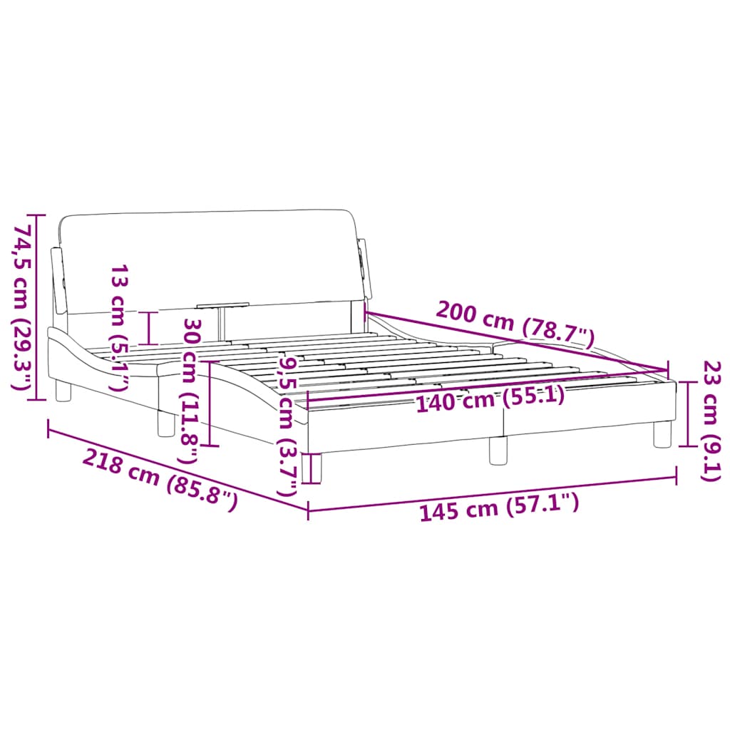 Bettgestell mit Kopfteil "Dover" Rosa 140x200 cm Samt