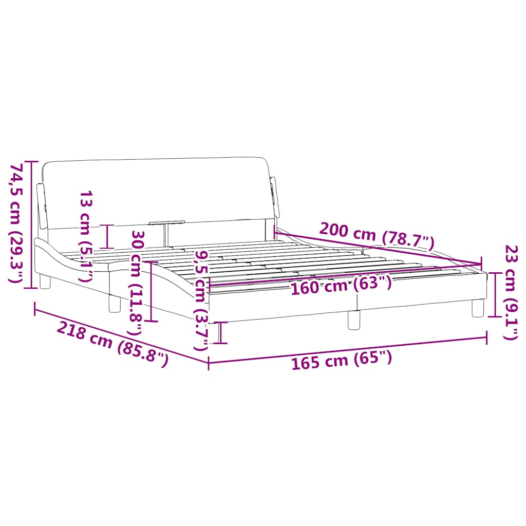 Bettgestell mit Kopfteil "Dover" Rosa 160x200 cm Samt