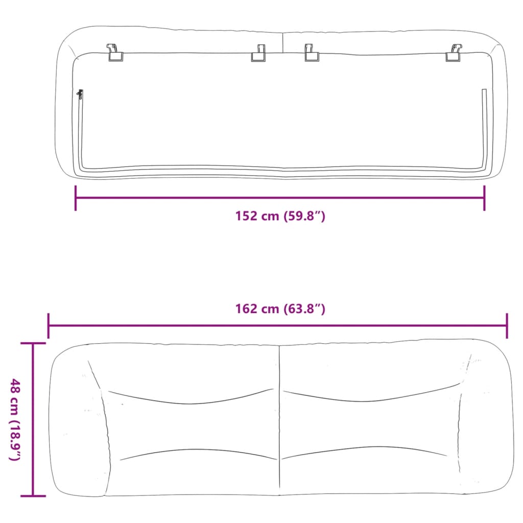 Kopfteil-Kissen "Hvar" Hellgrau 152 cm Stoff