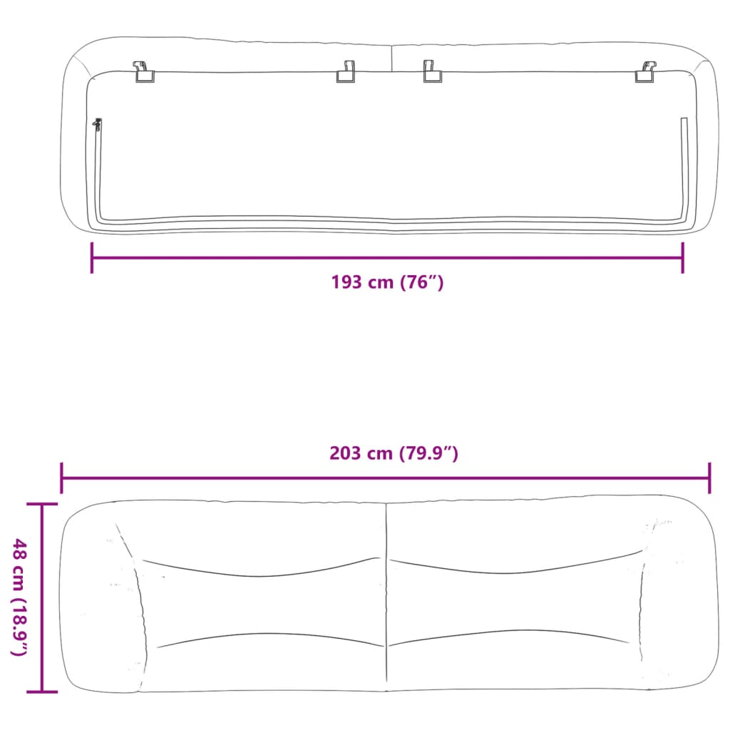 Kopfteil-Kissen "Hvar" Hellgrau 193 cm Stoff