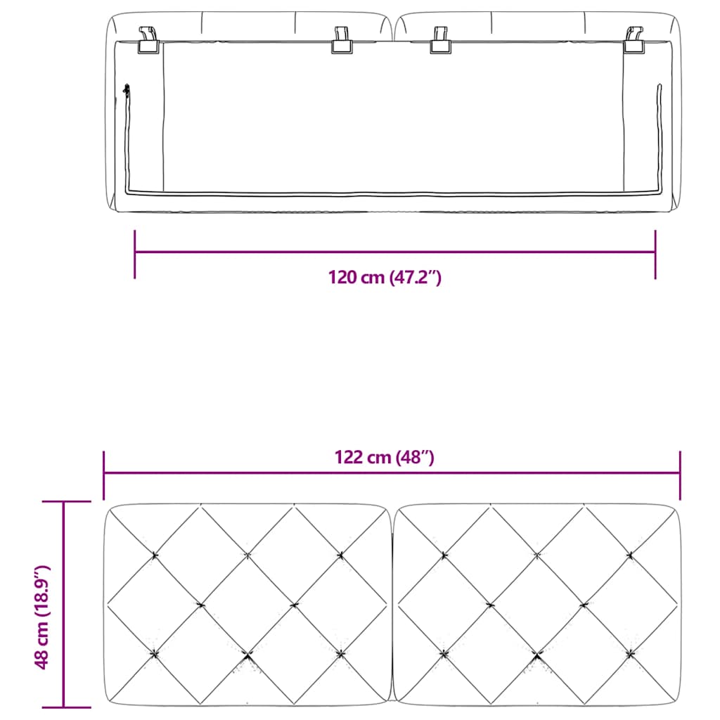 vidaXL Kopfteil-Kissen Blau 120 cm Samt