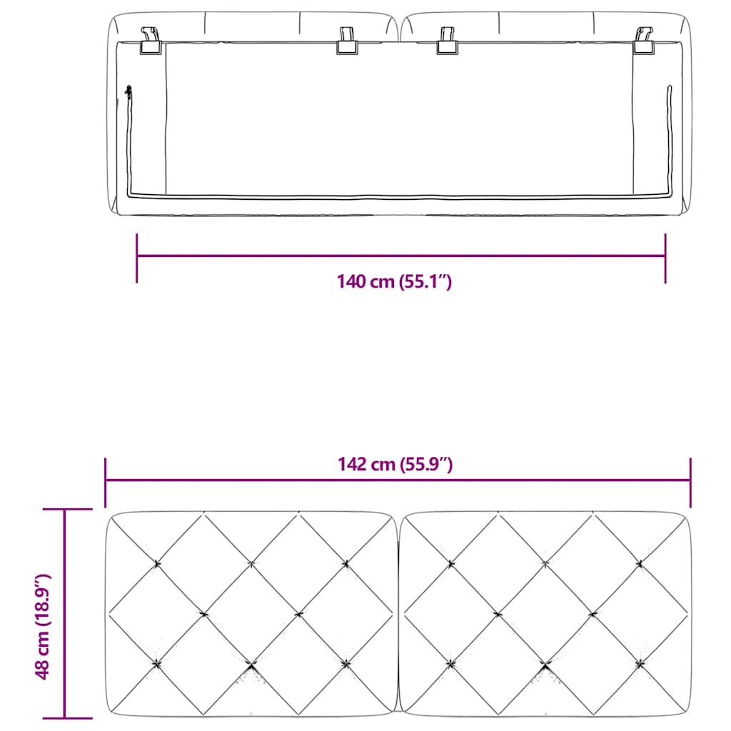 vidaXL Kopfteil-Kissen Dunkelgrün 140 cm Samt