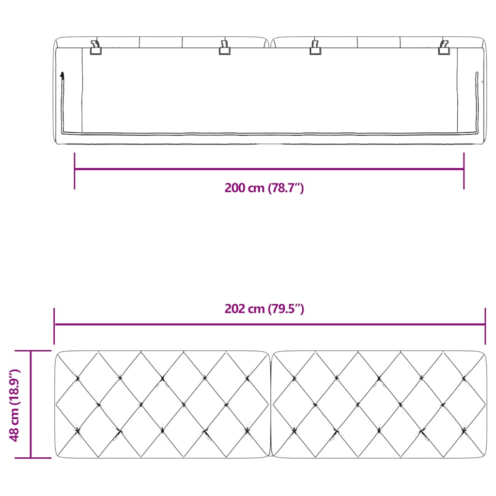 vidaXL Kopfteil-Kissen Dunkelgrün 200 cm Samt