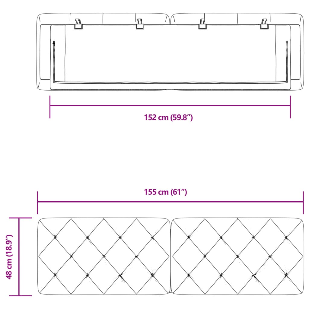 vidaXL Kopfteil-Kissen Dunkelgrau 152 cm Samt