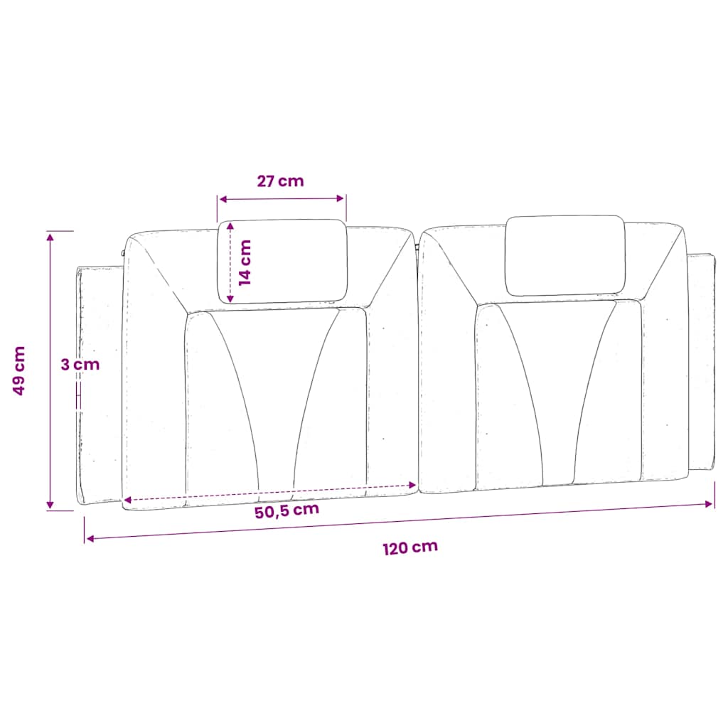 vidaXL Kopfteil-Kissen "Viana" Schwarz und Weiß 120 cm Kunstleder