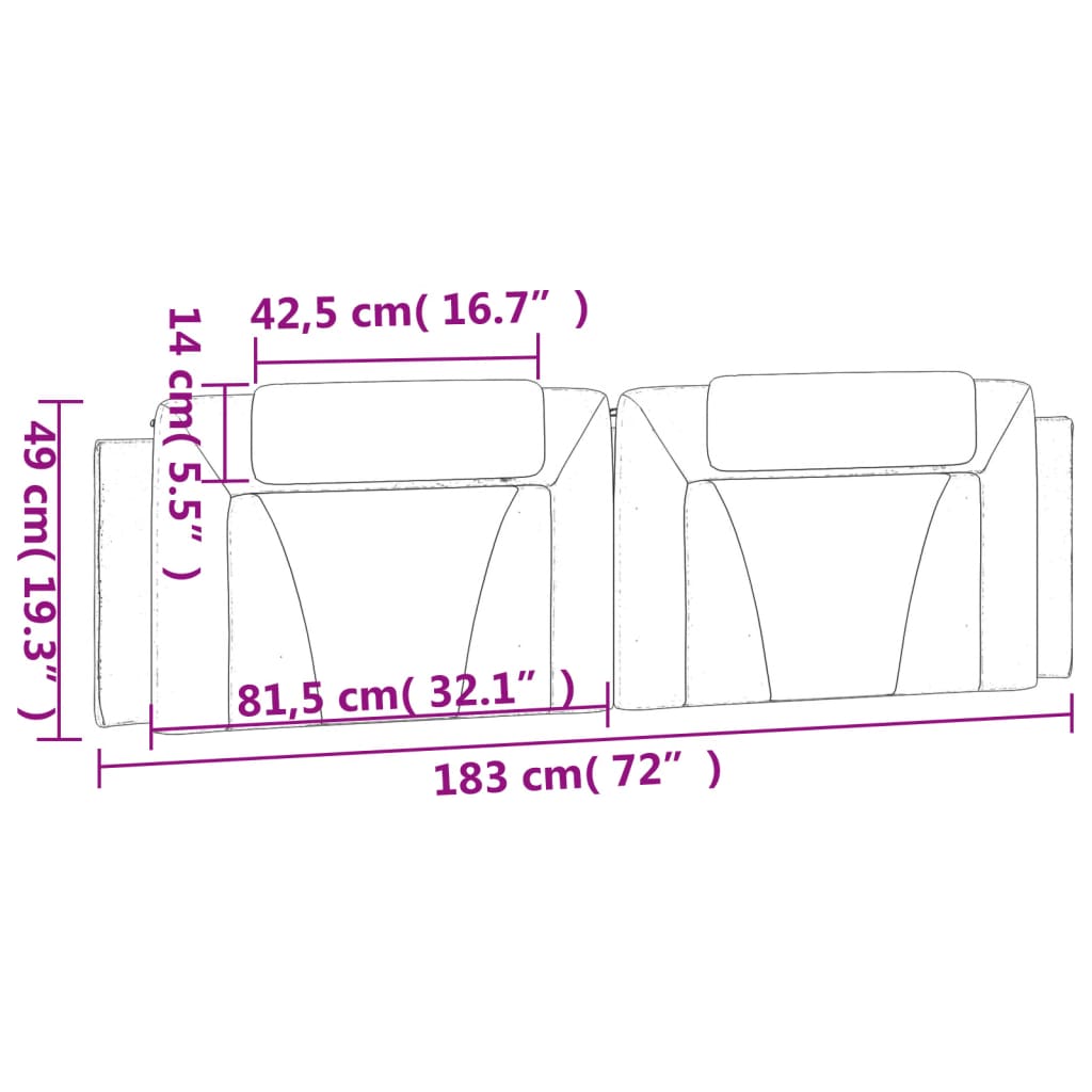 Kopfteil-Kissen "Viana" Schwarz 183 cm Kunstleder