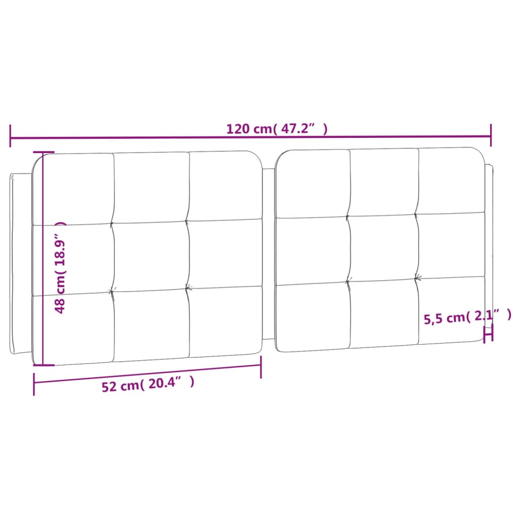 vidaXL Kopfteil-Kissen "Zadar" Schwarz und Weiß 120 cm Kunstleder