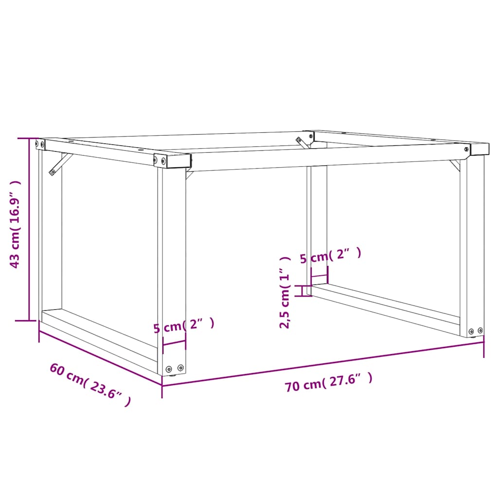 vidaXL Couchtischbeine O-Gestell 70x60x43 cm Stahl