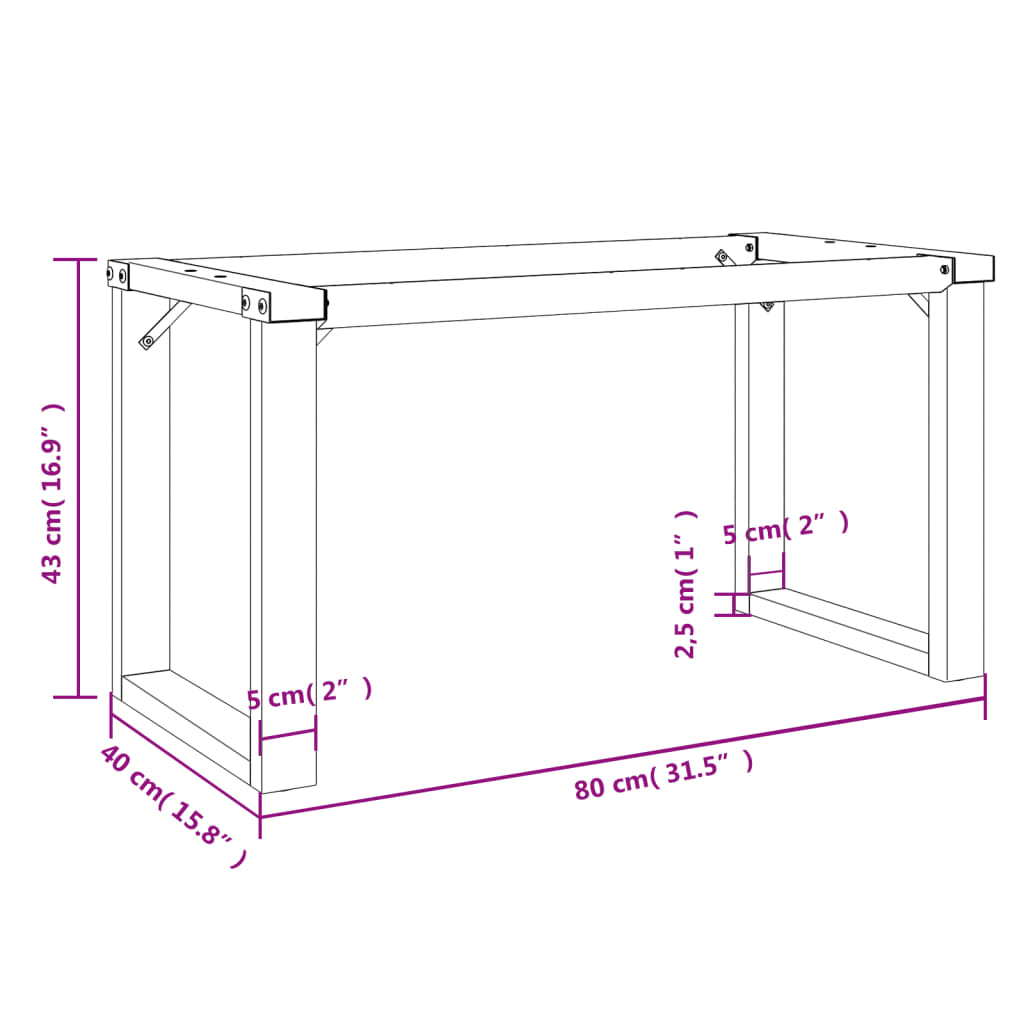 vidaXL Couchtischbeine O-Gestell 80x40x43 cm Stahl