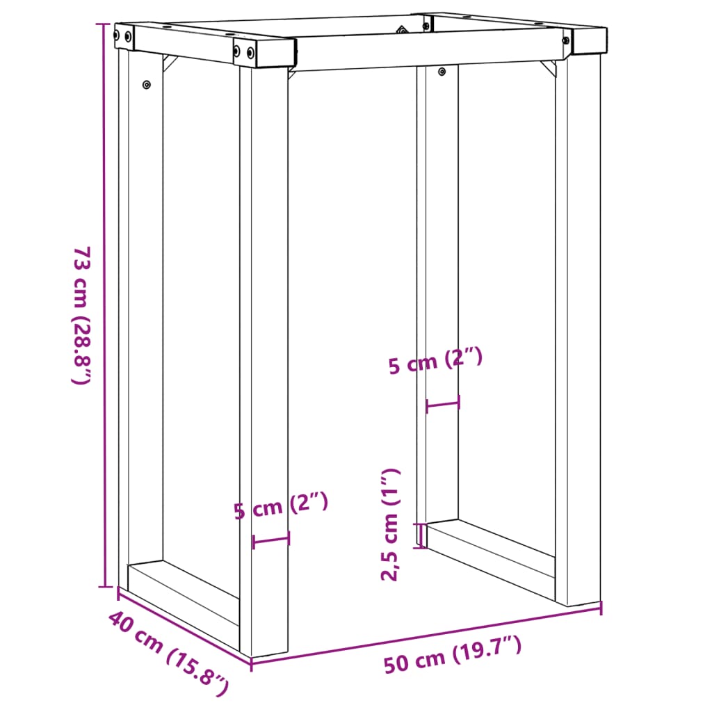 vidaXL Esstisch-Gestell in O-Form 50x40x73 cm Stahl