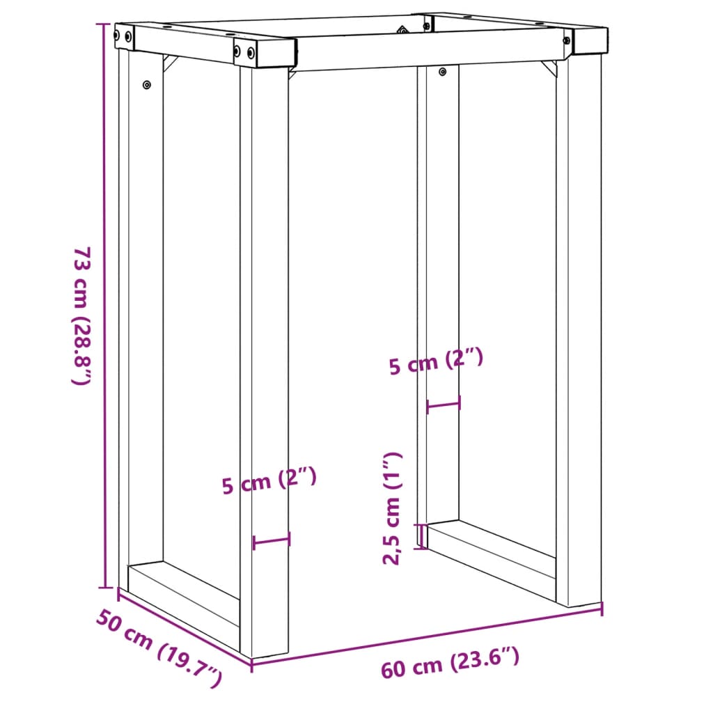 vidaXL Esstisch-Gestell in O-Form 60x50x73 cm Stahl