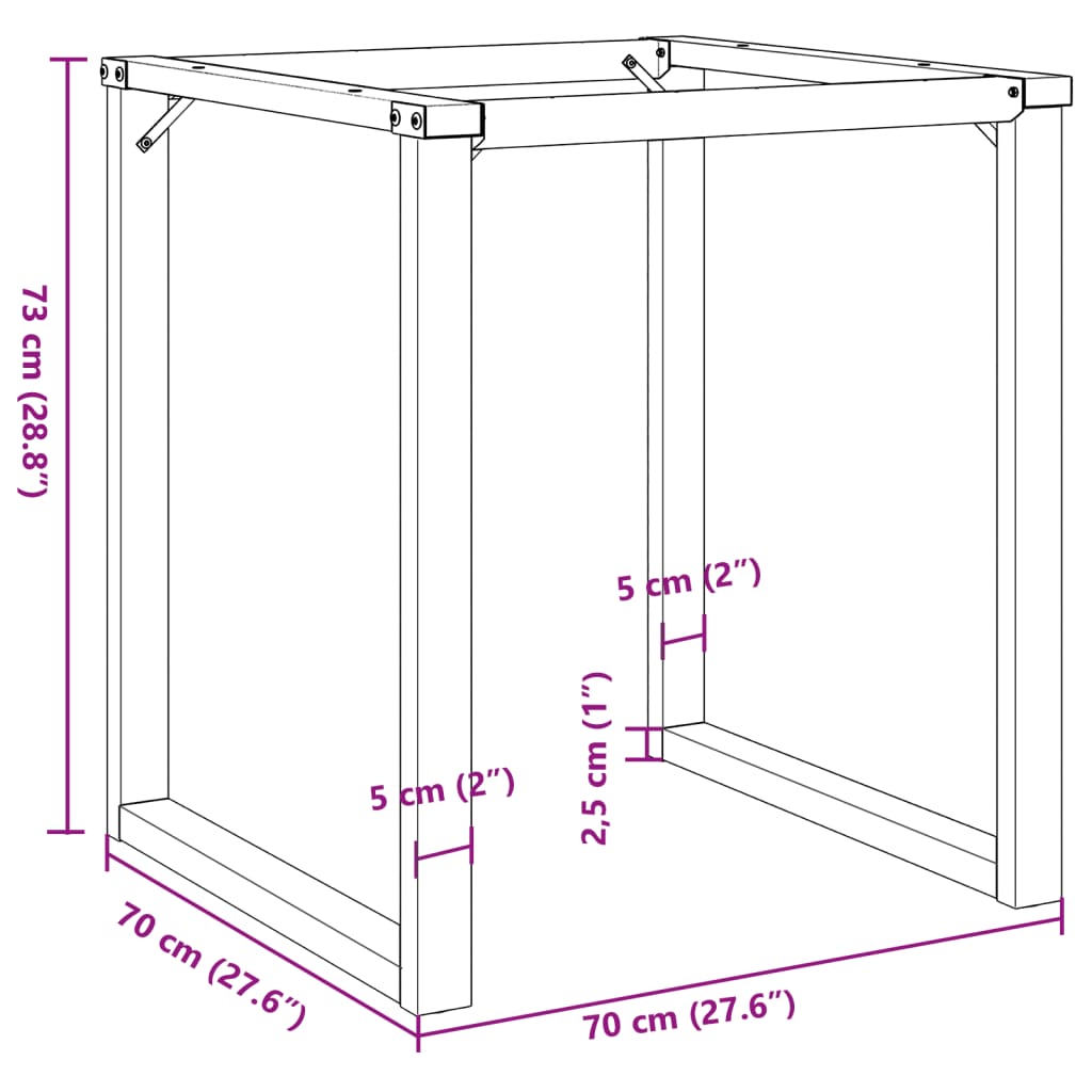 vidaXL Esstisch-Gestell in O-Form 70x70x73 cm Stahl