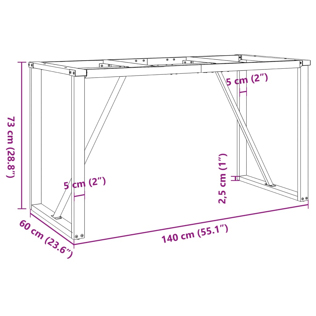 vidaXL Esstisch-Gestell in O-Form 140x60x73 cm Stahl