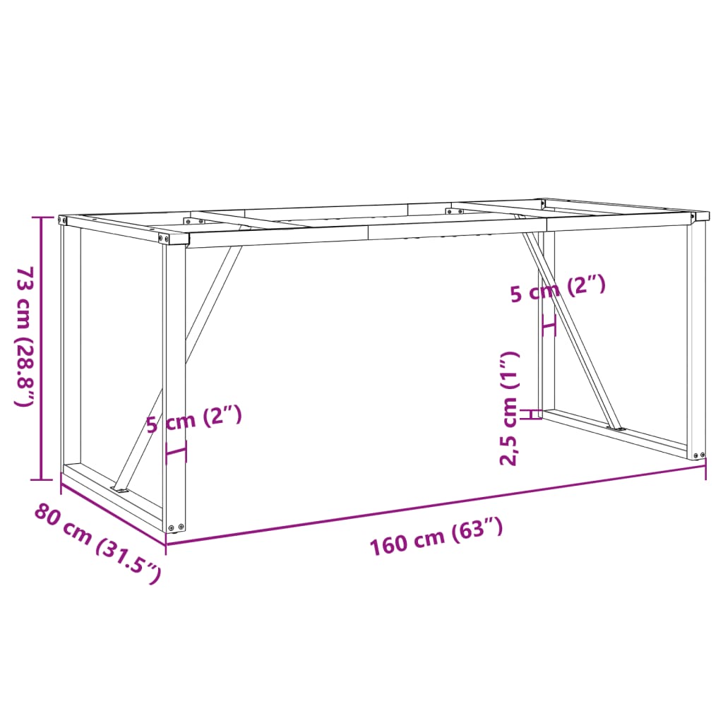 vidaXL Esstisch-Gestell in O-Form 160x80x73 cm Stahl