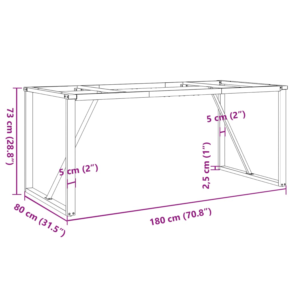 vidaXL Esstisch-Gestell in O-Form 180x80x73 cm Stahl