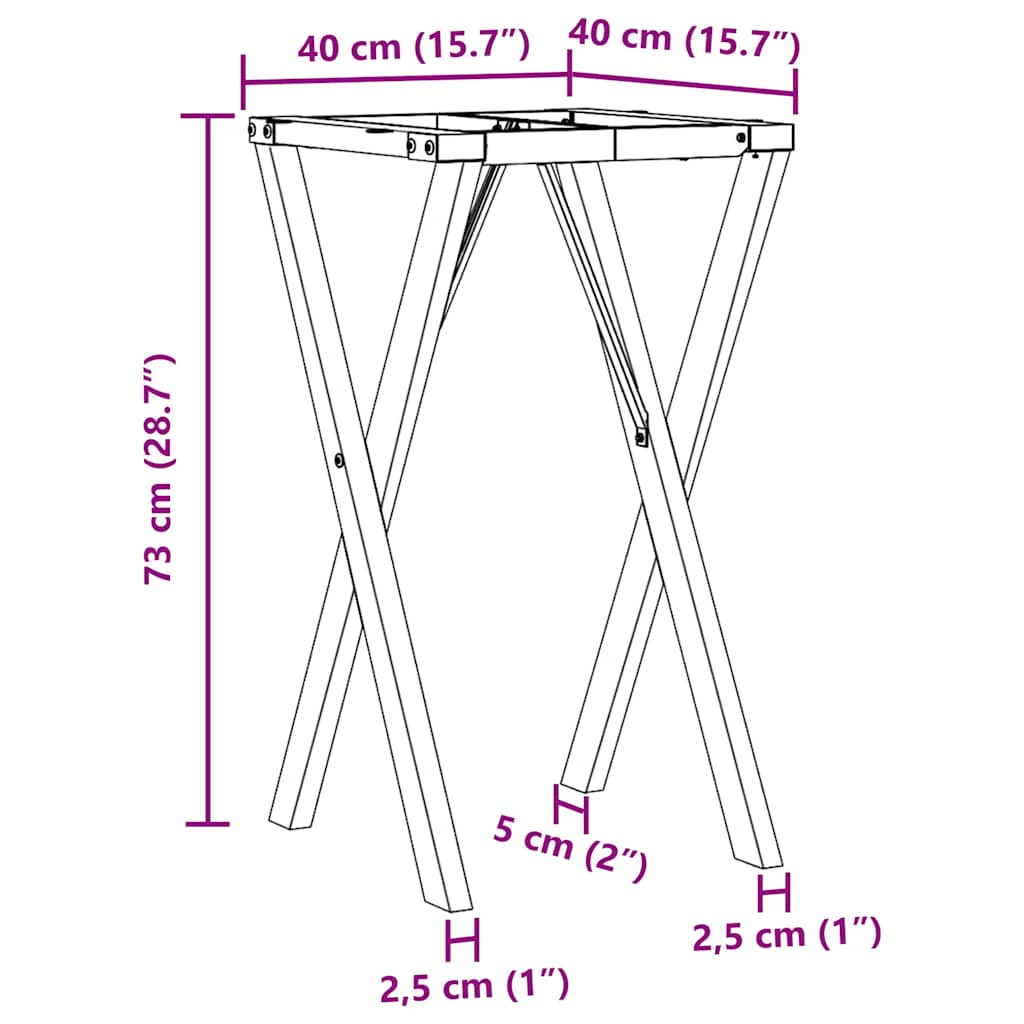 vidaXL Esstisch-Gestell in X-Form 40x40x73 cm Stahl