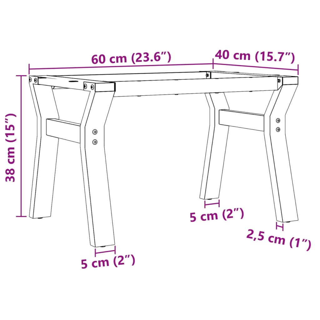 vidaXL Couchtisch-Gestell in Y-Form 60x40x38 cm Stahl